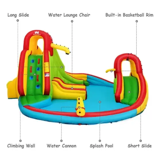 Costway Kids Inflatable Water Slide Bounce Park Splash Pool w/Water Cannon & 480W Blower image {4}