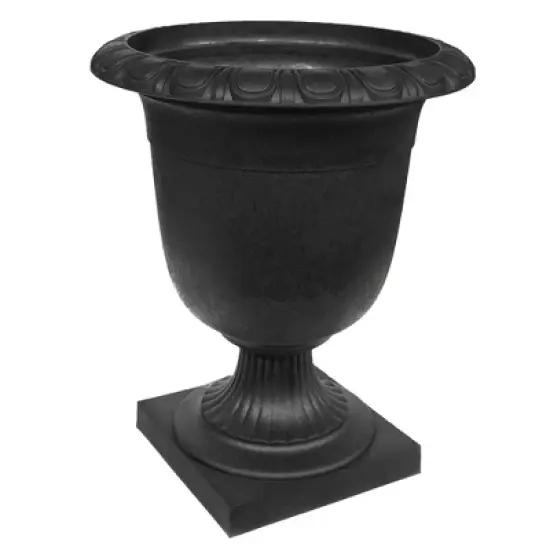 Tierra Verde Self-Watering Indoor Outdoor Urn Planter, Crescendo, 19"x23", Black image {6}