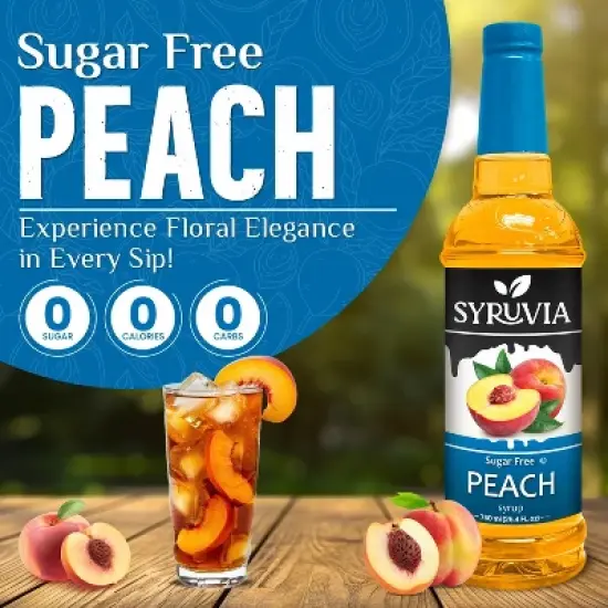 Syruvia Sugar Free Peach Syrup - 25.4 fl oz. Premium Flavoring Syrup For Coffee image {1}