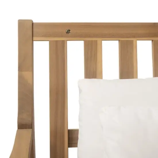 Acacia Wood Outdoor Daybed with Removable Cushions and Pillows, Ergonomic Frame for Patio, Garden or Poolside Relaxation - Coolbibila image {6}