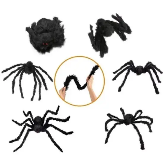 MOVSSOU Halloween Spider Decorations Set 5ft Giant Spider with Web and 20 Small Spiders image {1}