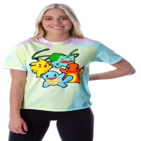 Pokemon Women's Pikachu Squirtle Charmander Bulbasaur Tie-Dye Skimmer T-Shirt image {4}