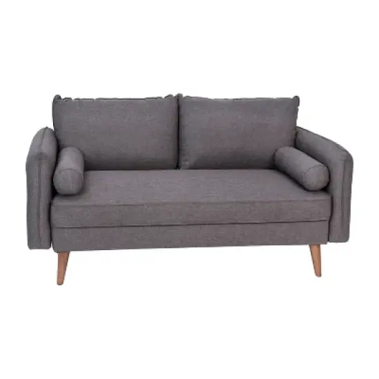 Flash Furniture Evie Mid-Century Modern Loveseat Sofa with Fabric Upholstery & Solid Wood Legs image {2}