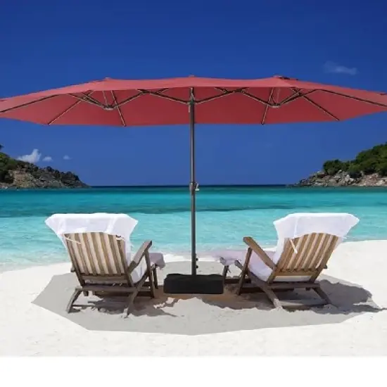 GustoWave Outdoor 15FT Double-Sided Patio Umbrella with Base image {8}