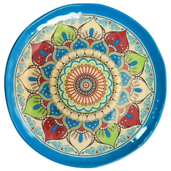 12pc Camilla Melamine Dinnerware Set - Elama: Off-White Medallion Pattern, Service for 4, Dishwasher-Safe, Includes Plates & Bowls image {3}