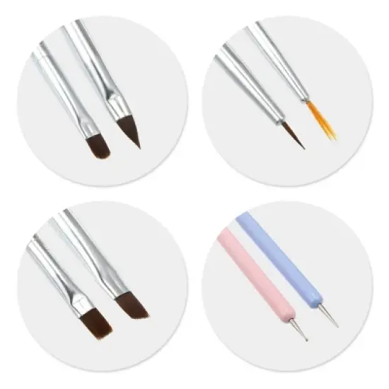 Unique Bargains Nail Art Brushes Set Extension Gel Nail Art Design Pen Set Painting Tools for Acrylic Application 6 Pcs image {4}