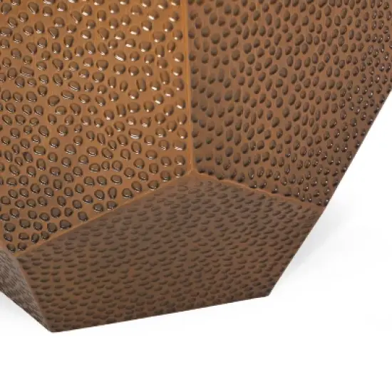 Pamsha Modern Hammered Iron Geometric Brushed Antique Side Table Bronze - Christopher Knight Home image {6}