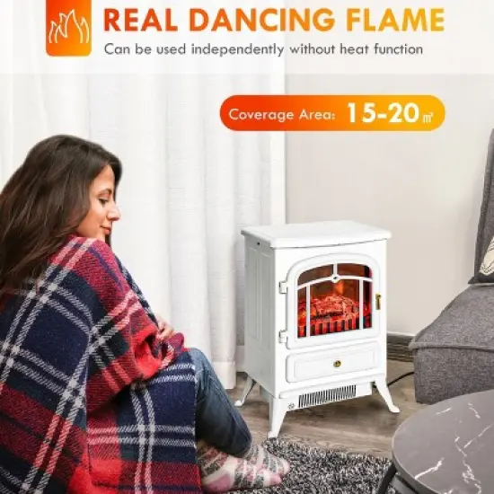 SEVOBAL Fireplace Insert Heater Mantel 3D Flame Fireplace Stove Bottom Air Outlet Fire Place Panoramic Fire Place Heater, White, 17.75"*13.25"*22.25" image {4}