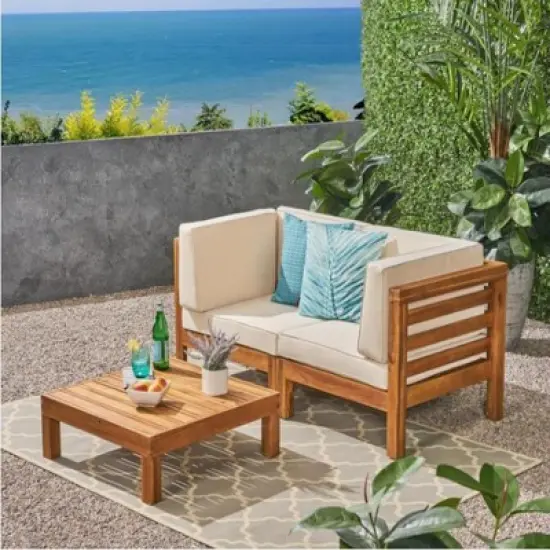 INFURNIC Patio Seating Sets Modern Outdoor Furniture Set Featuring Unique Design,Perfect for Gardens, Living Spaces, Beige, 30.25"*30.25"*26.5" image {5}