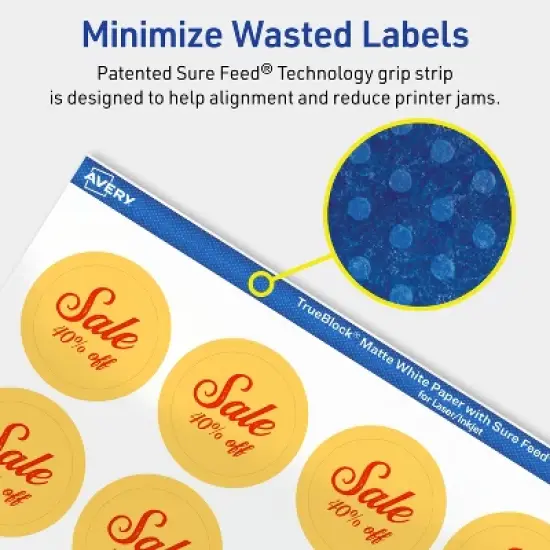 Avery TrueBlock Matte White Paper Labels,  1-1/4" diameter Round image {3}
