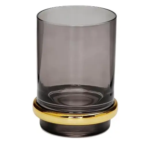 Classic Touch Set of 6 Tumblers Tinted Black with Gold Base image {5}
