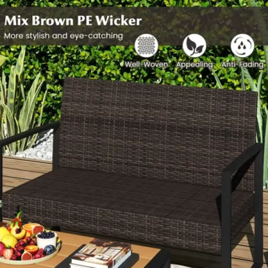 Costway 8 Piece Patio Furniture Set with Cushioned Chairs & Wood Plastic Coffee Table image {6}