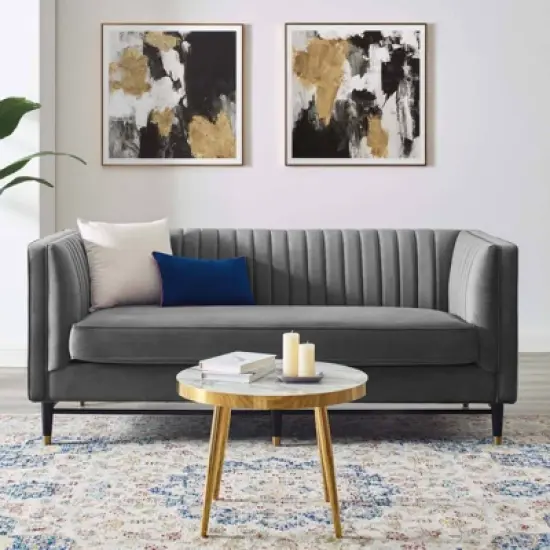 Devote Channel Tufted Performance Velvet Loveseat - Modway image {6}