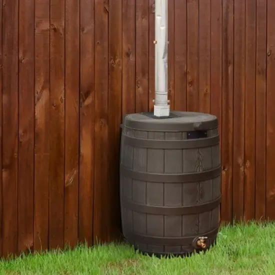 Good Ideas Rain Wizard 50 Gallon Rain Barrel Water Collector, Oak (2 Pack) image {3}