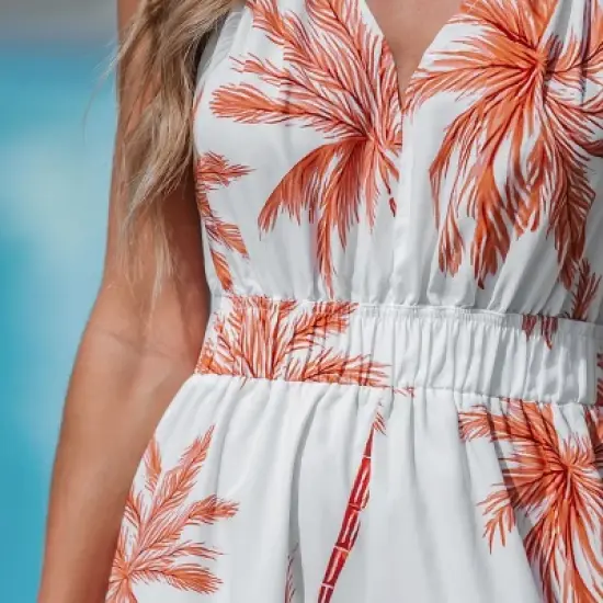 Women's Palm Tree V-Neck Jumpsuit - Cupshe image {1}