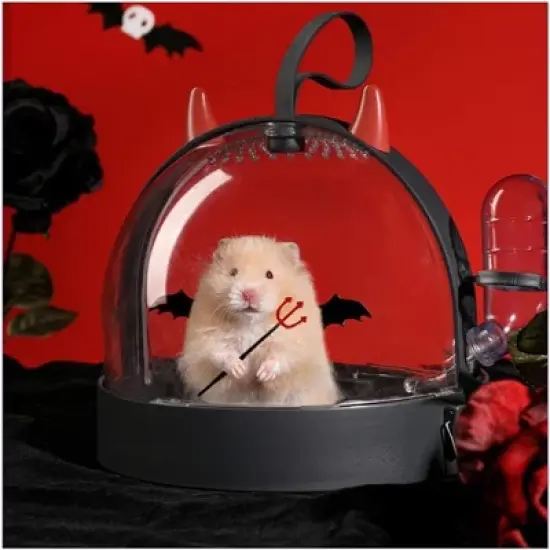 Acekool Hamster Cage, Transparent PS Habitat with 180&deg; Rotating Door, Silicone Handle, Surround Ventilation, Easy Carry Pet Home image {2}