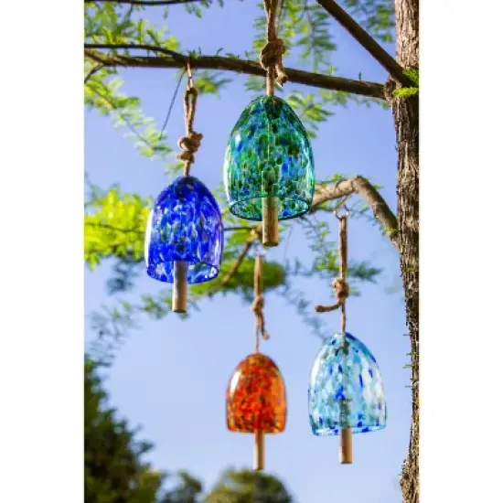 Evergreen Art Glass Speckle Turquoise Bell Chime image {3}