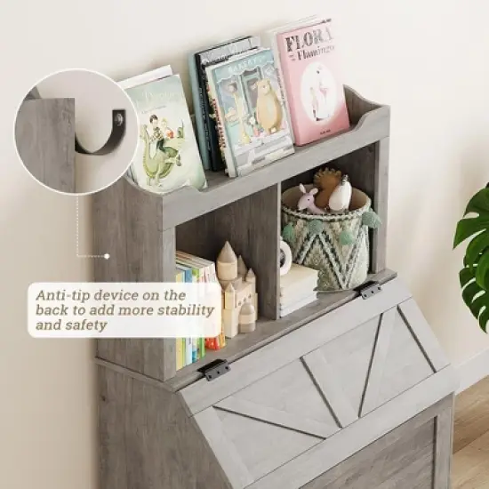 Whizmax Bookshelf for Kids, Wooden Book Display, Kids Bookshelf and Toy Storage, Children Book Rack Bookcase Toybox Combo for Bedroom & Nursery image {3}