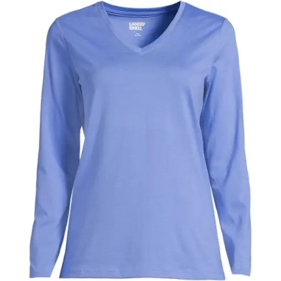Lands' End Women's Tall Relaxed Supima Cotton Long Sleeve V-Neck T-Shirt image {12}
