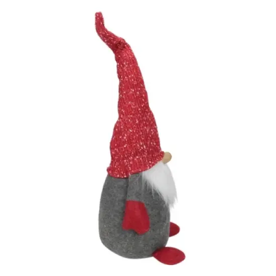 Northlight Gnome with Tall Bendable Hat Christmas Decoration - 22" - Grey and Red image {1}