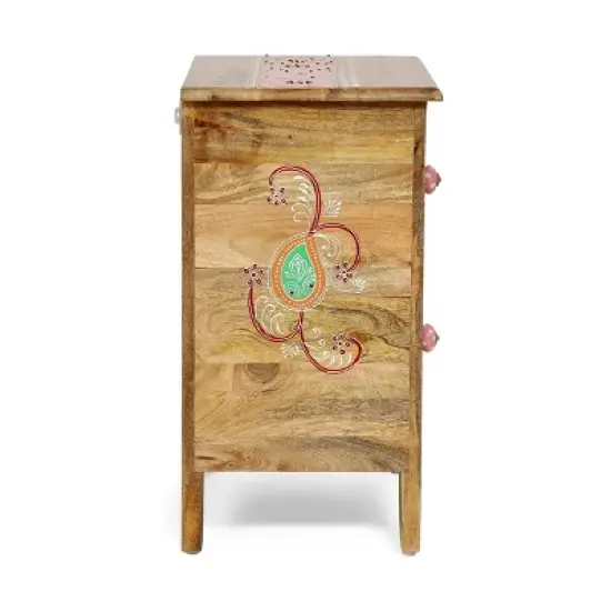 Fullen Handcrafted Boho 2 Drawer Mango Wood Nightstand Natural - Christopher Knight Home image {4}