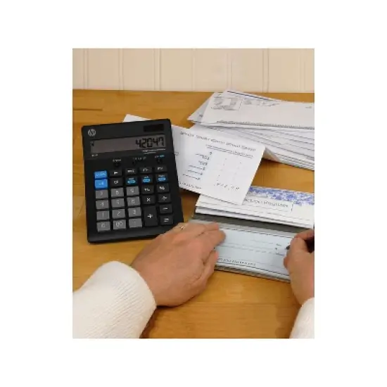 HP BC120 12-Digit Battery/Solar Powered Basic Calculator Black/Gray (91074U) image {3}