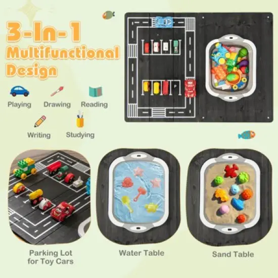 Infans 3-in-1 Kids Activity Table with Foldable Water Bin Large Capacity Storage Bag image {5}