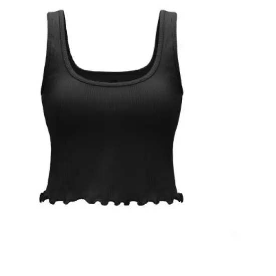 DOMETOUR Solid Crop Sleeveless Ribbed Knit Top image {7}