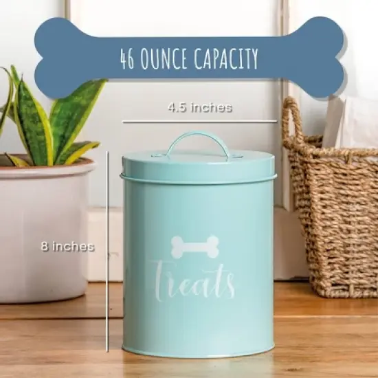 Park Life Designs 46 fl oz Jasper Treat Tin Dog Food Storage - Aqua Blue image {2}