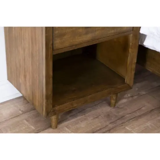 6pc Aurora Mid-Century Brown Bedroom Set with Upholstered Bed - Abbyson Living image {7}