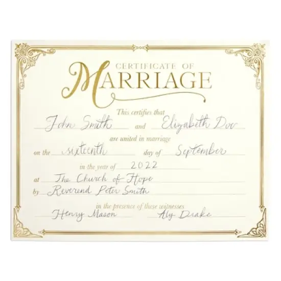 Juvale 48 Pack Marriage Certificates with Gold Foil Edges for Wedding Ceremony, Official Newly Weds, Proposals, Ivory Offset Paper,11 x 8.5 In image {3}