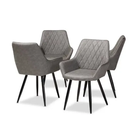 4pc Astrid Leather Upholstered Metal Dining Chairs - Baxton Studio image {6}