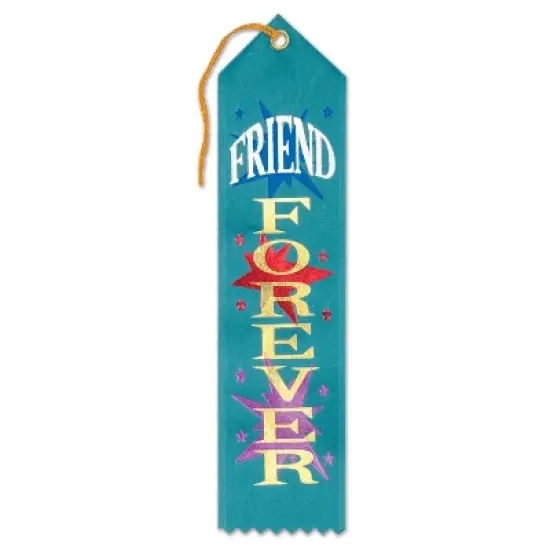Beistle Friend Forever Award Ribbon, 2" x 8", (6/Pkg) Multicolored image {1}