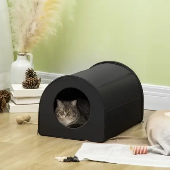 PawHut Dome Heated Cat House Portable and Waterproof Pet Shelter for Kitty in Winter image {1}