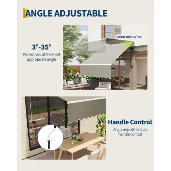 Retractable Awnings for Patio - Outdoor Sunshade Shelter with Heavy Duty Aluminum Frame & UV Protection Fabric image {5}