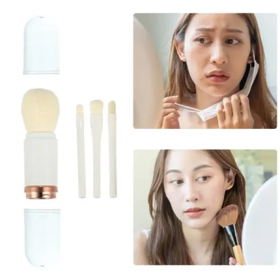 Unique Bargains Makeup Brush Set Travel Blending Foundation Contour Concealer Blusher Brush 4 Pcs image {5}
