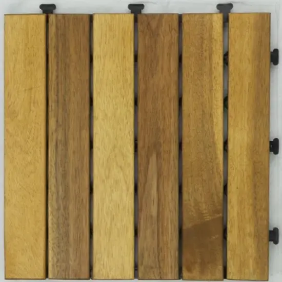 Courtyard Casual Acacia Deck Tiles in Teak Color Straight Boards Pack of 9 image {4}