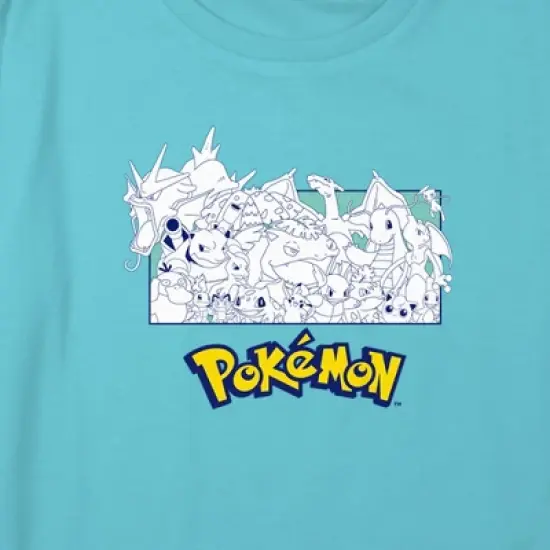 Girl's Pokemon Black and White Character Collage Crop Top T-Shirt image {1}