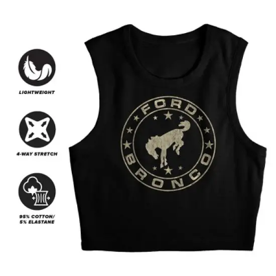 Women's Ford Bronco Vintage Star Bronco Sleeveless Crop Top Tank image {2}