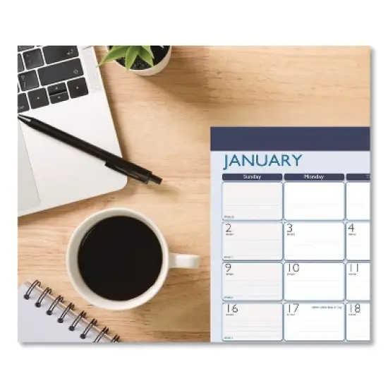 Recycled Contempo Desk Pad Calendar, 18.5 x 13, White/Blue Sheets, Blue Binding, Blue Corners, 12-Month (Jan to Dec): 2026 image {1}