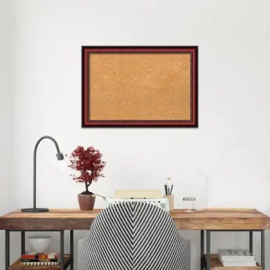 Amanti Art Rubino Cherry Scoop Wood Framed Corkboard, Natural Cork image {4}