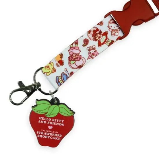 Strawberry Shortcake X Sanrio Hello Kitty & Friends Brakeaway Lanyard ID Holder With 2" Rubber Charm Multicolored image {2}
