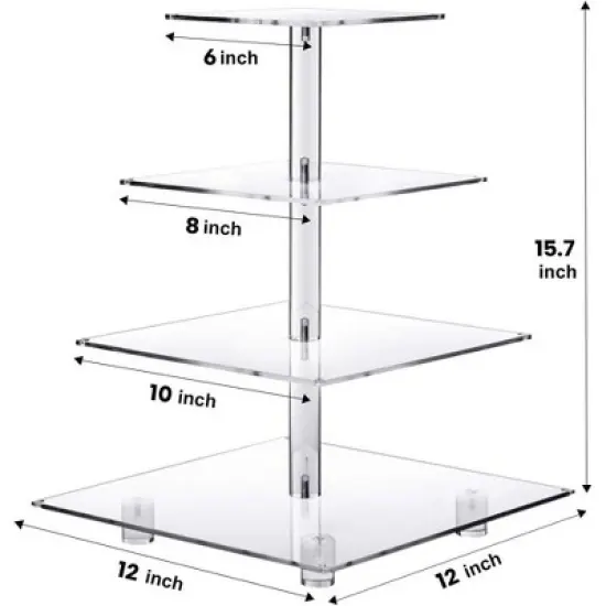 Hachikiko 4 Tier Acrylic Cupcake Stand with Blue LED Light String - Large Cupcake Tower for Weddings, Birthdays, Afternoon Tea，Pastry Display Holder image {2}