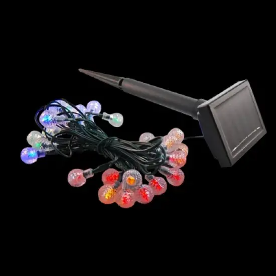 LumaBase Solar-Powered String Lights with Faceted Balls image {6}