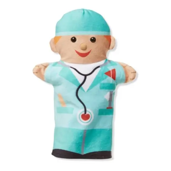 Melissa & Doug Jolly Helpers Hand Puppets (Set of 4) - Construction Worker, Doctor, Police Officer, and Firefighter image {2}