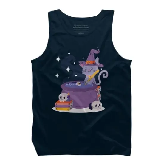Men's Design By Humans Halloween Kitty Cauldron By machmigo Tank Top image {4}