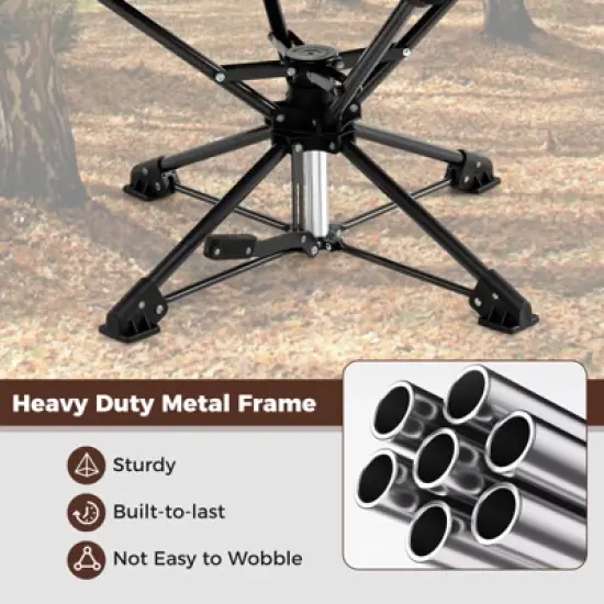 Costway 2PCS 360&deg; Swivel Hunting Chair with Mesh Cup Holder & Storage Pockets Cozy Backrest Camo/Blue/Multicolor image {7}