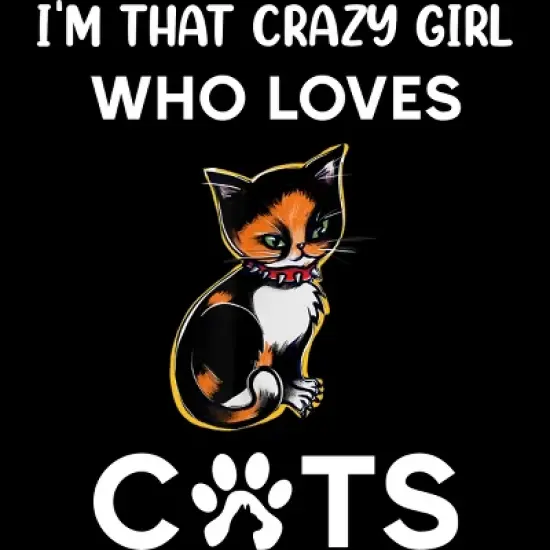 Junior's Design By Humans I'm That Crazy Girl Who Loves Cats Cartoon By MeowShop T-Shirt image {1}