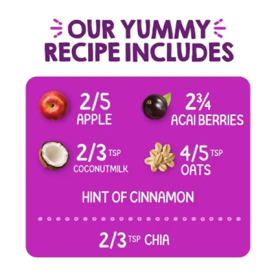 HappyTot Super Morning Organic Apples Acai Coconut Milk & Oats with Super Chia Baby Food Pouch - 4oz image {2}