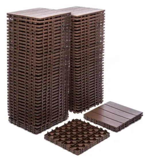 76-Pack 11.42"x11.42" Plastic Interlocking Deck Tiles - 68.80 Sq.Ft Outdoor Plastic Flooring, Super Durable, Waterproof image {9}